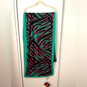 IMAN patterned lightweight scarf in black/pink/green